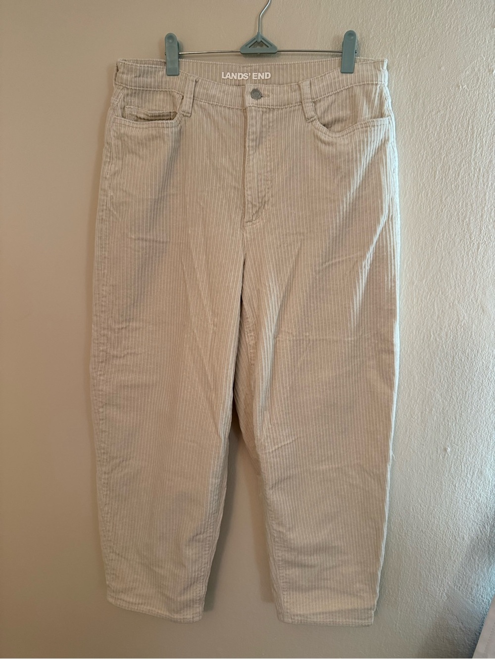 Lands' End Women's Ivory Stretch Wide Wale Corduroy Trousers